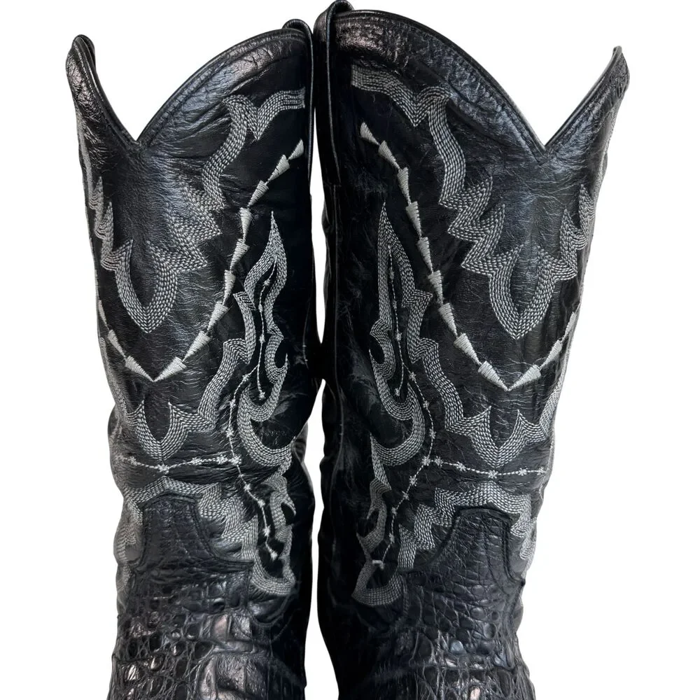 Dan Post Men's Exotic Genuine 2385 Black Caiman Crocodile Leather Boots 14 D